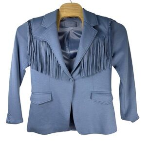 BlankNYC Fringe Blazer Western Boho Cowgirl Jacket Blue Size M
